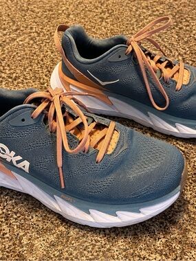 HOKA One One Elevon 2 Running Shoes Women’s Size 7.5 Slate/Peach Sneakers